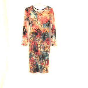 Y2K burnout dress women's S black pink blue sheer top lined whimsy goth fairy